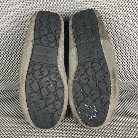 Ugg Ascot Moccasins Slippers Loafers Mens Size 10 Gray Leather Shearling Slip On